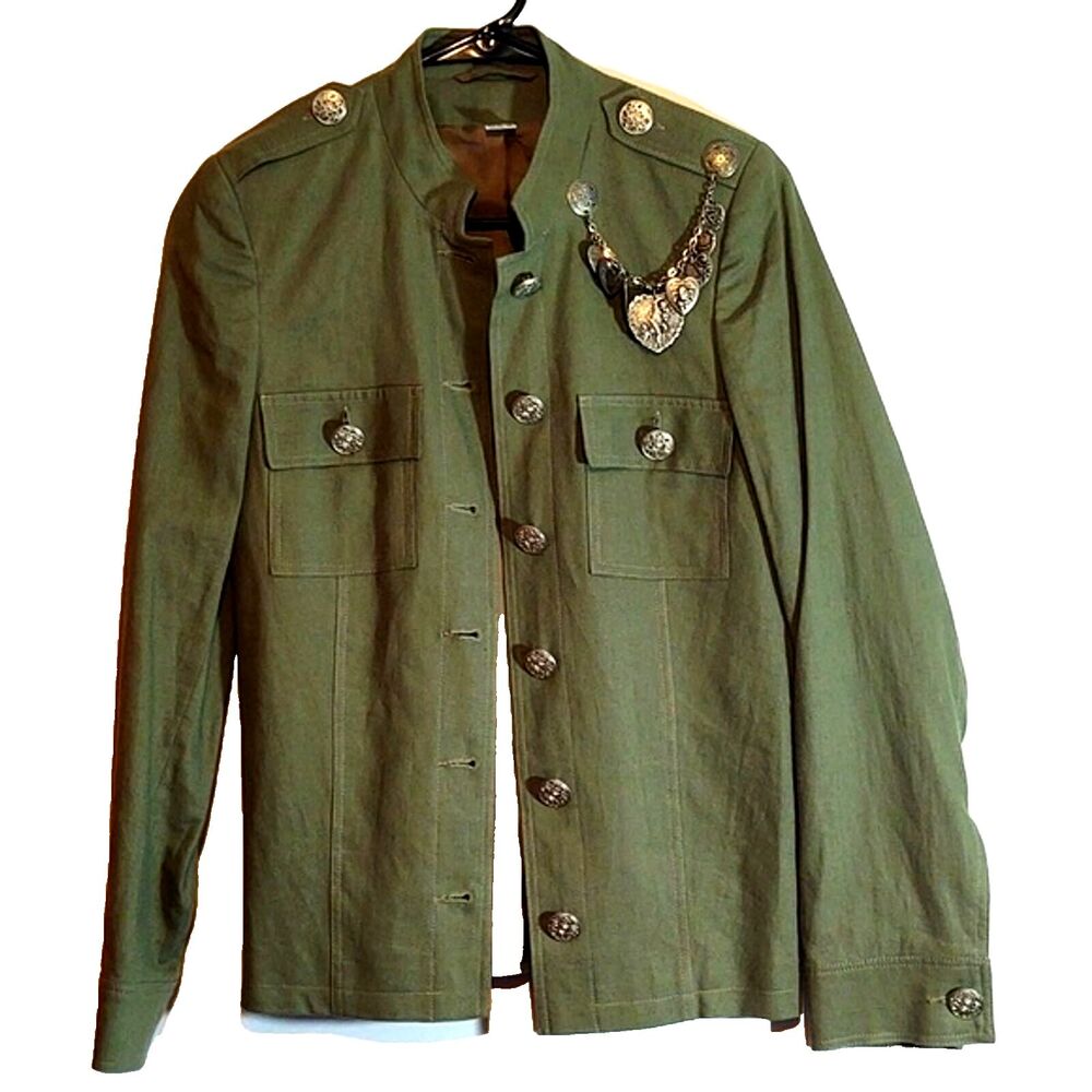 Oberstoff linen Shacket,German light jacket,sz L shirt metal charm steampunkcore